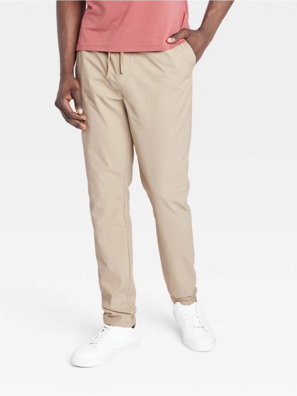 Men's Casual Drawstring Chino Pants - Beige, all in Motion, Lg